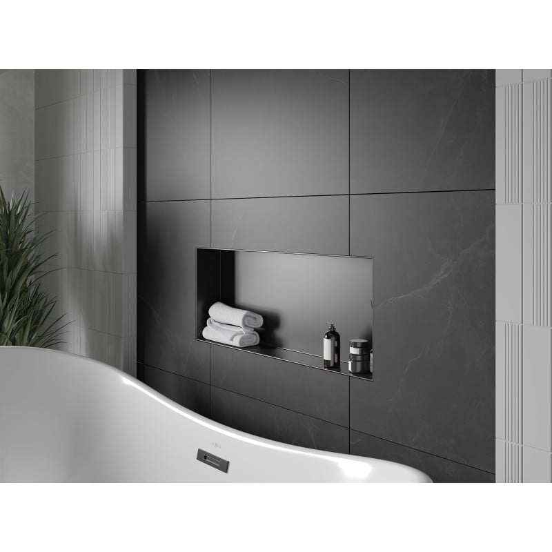 Mexen X-Wall-NR Nischenregal ohne Flansch 75 x 30 cm, schwarz - 1971753010
