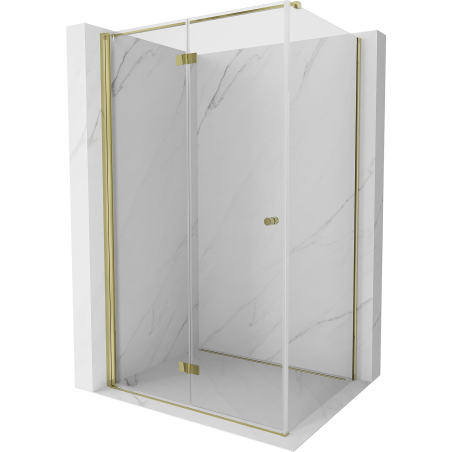 Mexen Mist-F faltbare Duschkabine links 120 x 110 cm, transparent, gold - 8A6T-120-110-50-00-L