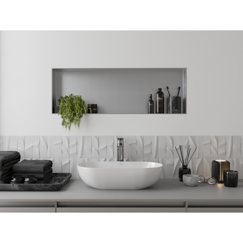 Mexen X-Wall-NR Einbauwandregal ohne Flansch 90 x 30 cm, Inox - 1911903010