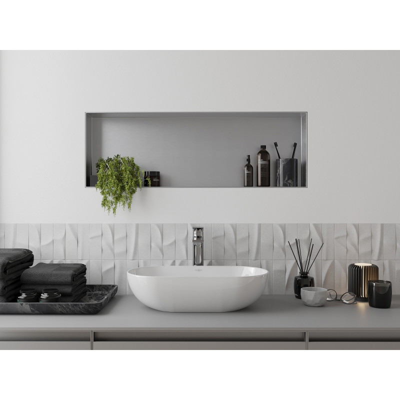 Mexen X-Wall-NR Nischenregal ohne Blende 90 x 30 cm, Inox - 1911903010