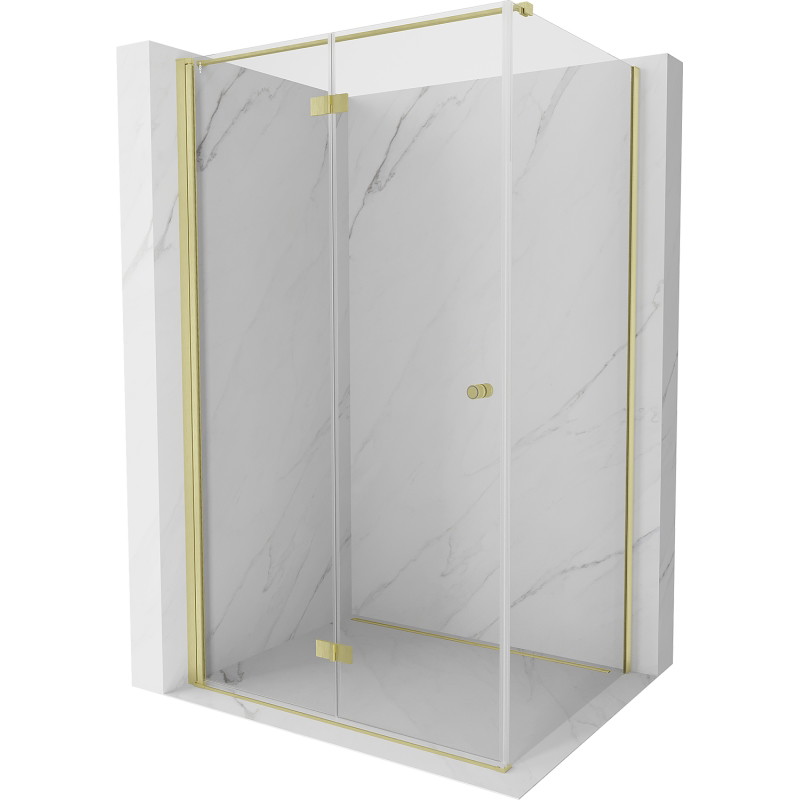 Mexen Mist-F faltbare Duschkabine links 85 x 70 cm, transparent, goldgebürstet - 8A6T-085-070-55-00-L