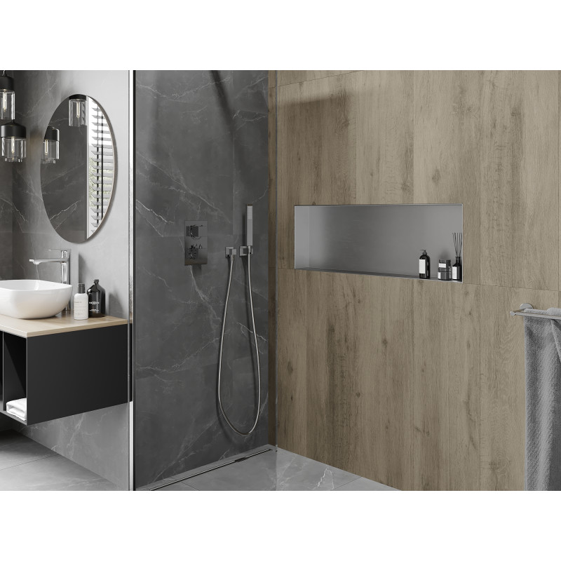 Mexen X-Wall-NR Einbauwandregal ohne Flansch 90 x 30 cm, Inox - 1911903010