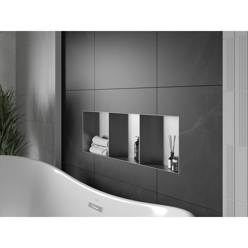 Mexen X-Wall-NR nischenregal ohne flansch mit regal 90 x 30 cm, inox - 1911903010S