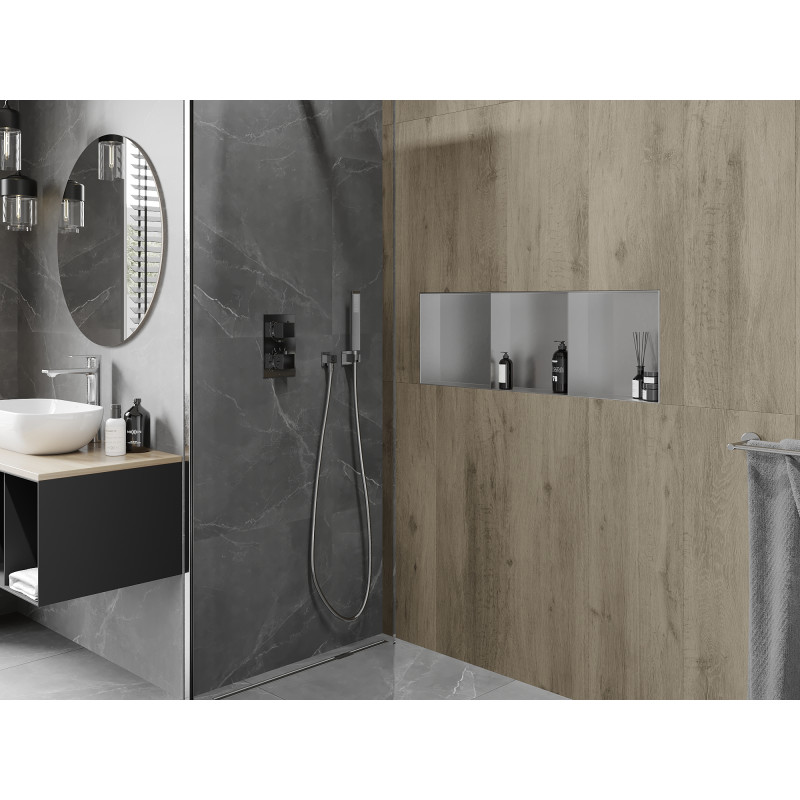 Mexen X-Wall-NR Einbau-Nischenregal ohne Rand mit Regal 90 x 30 cm, Inox - 1911903010S
