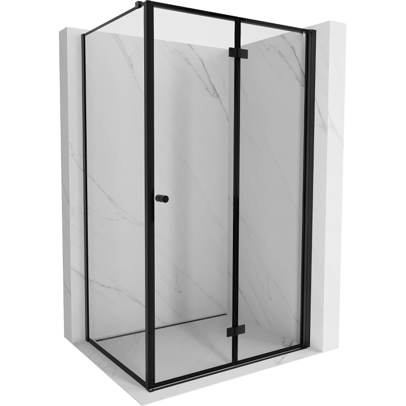 Mexen Mist-F faltbare Duschkabine rechts 85 x 80 cm, schwarzer Rahmen, schwarz - 8A6T-085-080-70-70-P