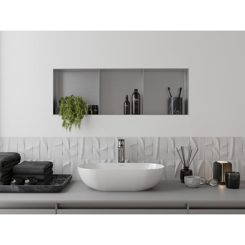 Mexen X-Wall-NR Nischenablage ohne Flansch mit Ablage 90 x 30 cm, Edelstahl - 1911903010S