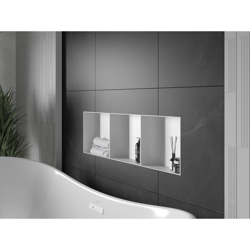 Mexen X-Wall-NR Nischenregal ohne Abdeckung mit Regal 90 x 30 cm, weiß - 1921903010S