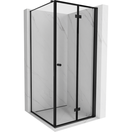 Mexen Mist-F klappbare Duschkabine rechts 85 x 85 cm, schwarzer Rahmen, schwarz - 8A6T-085-085-70-70-P