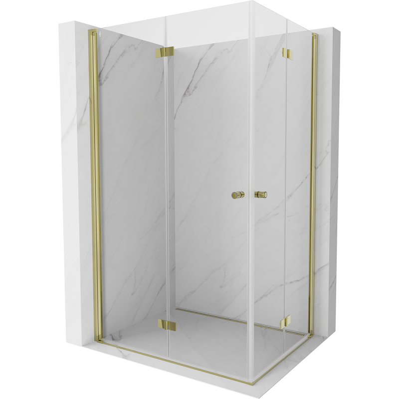 Mexen Mist-F Duo klappbare Duschkabine links 80 x 75 cm, transparent, gold - 8A6-080L-075P-50-00