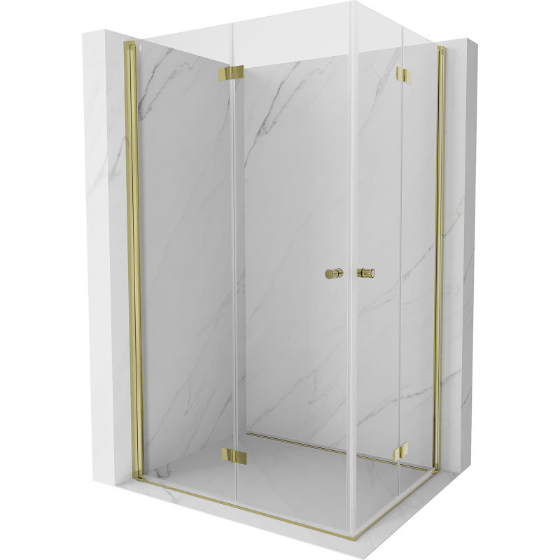 Mexen Mist-F Duo Klapp-Duschkabine links 90 x 75 cm, transparent, gold - 8A6-090L-075P-50-00