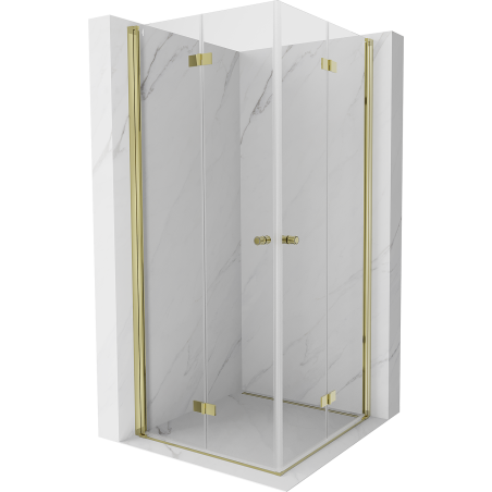 Mexen Mist-F Duo faltbare Duschkabine 80 x 80 cm, transparent, gold - 8A6-080L-080P-50-00