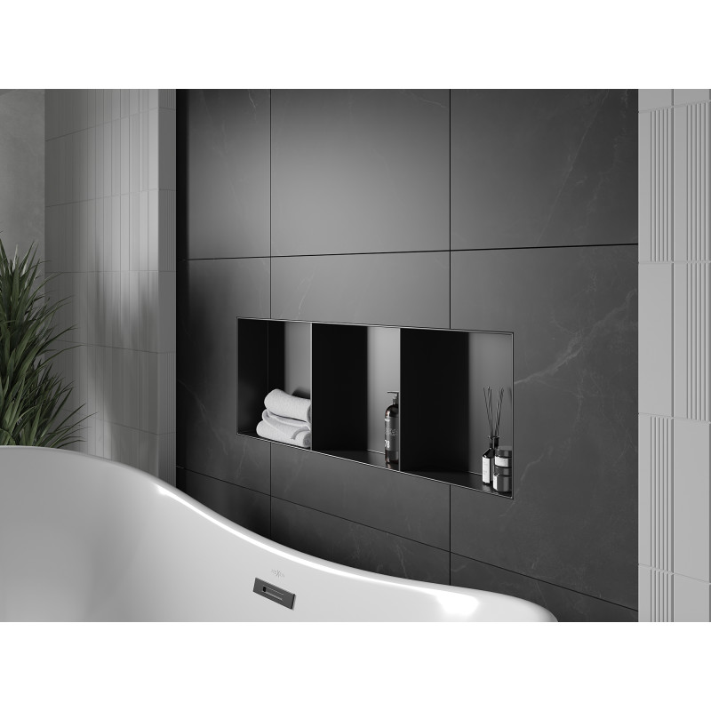 Mexen X-Wall-NR Einbau-Regal ohne Blende mit Regalboden 90 x 30 cm, schwarz - 1971903010S