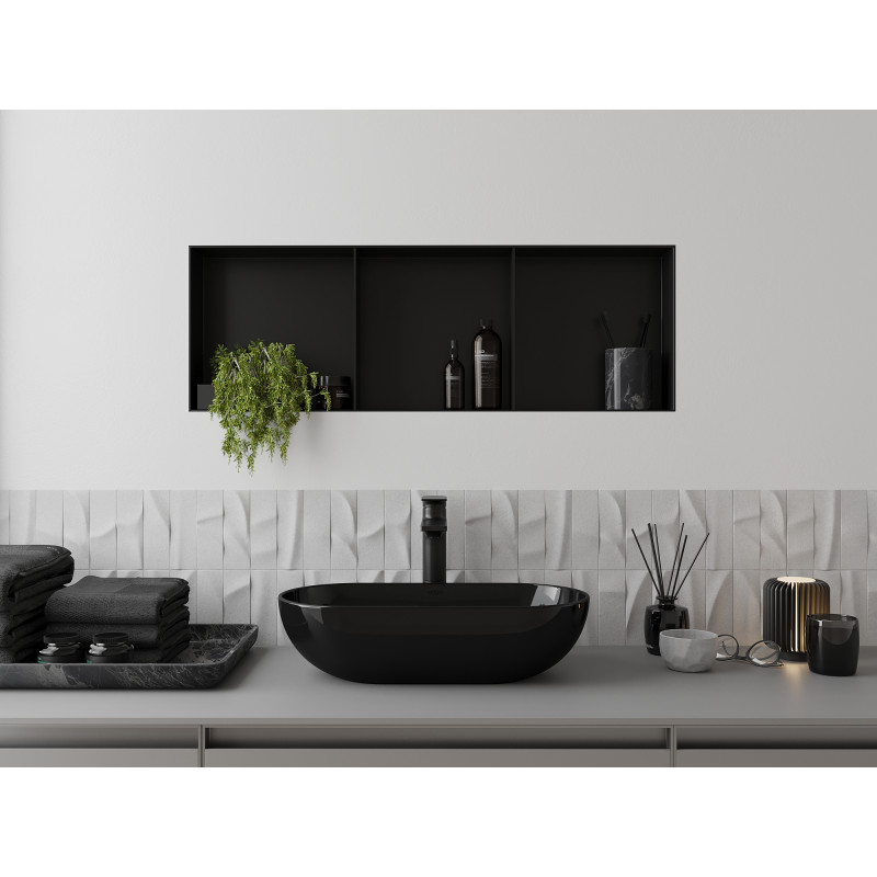 Mexen X-Wall-NR Einbau-Regal ohne Blende mit Regalboden 90 x 30 cm, schwarz - 1971903010S