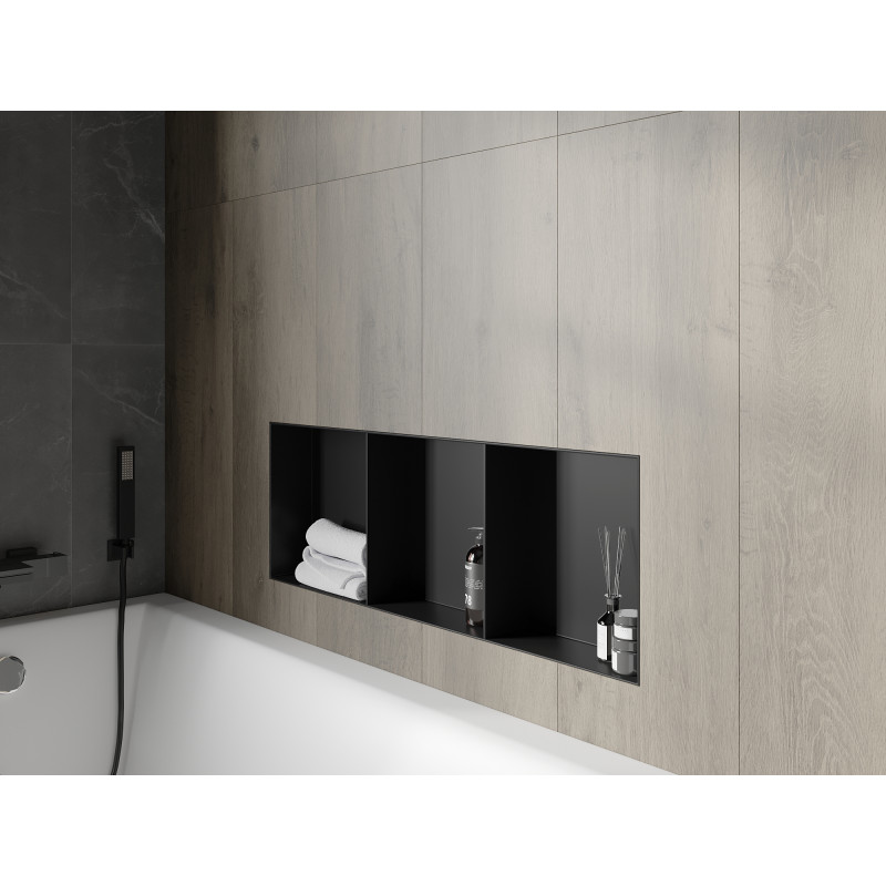 Mexen X-Wall-NR Nischenregal ohne Rand mit Regal 90 x 30 cm, schwarz - 1971903010S
