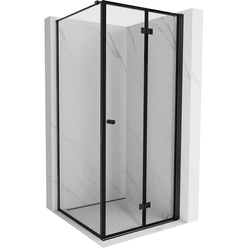Mexen Mist-F Duschkabine klappbar rechts 100 x 100 cm, schwarzer Rahmen, schwarz - 8A6T-100-100-70-70-P