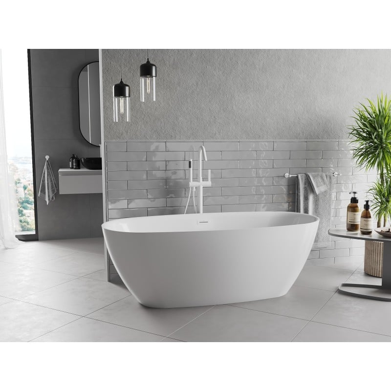 Mexen Luvo Slim freistehende Badewanne 170 x 75 cm, weiß, Überlauf weiß - 52801707500-20