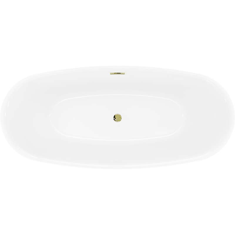 Mexen Luvo Slim freistehende Badewanne 170 x 75 cm, weiß, Überlauf gold - 52801707500-50