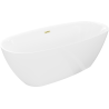 Mexen Luvo Slim freistehende Wanne 170 x 75 cm, weiß, Überlauf gebürstetes Gold - 52801707500-55