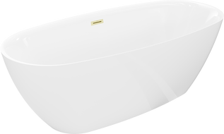 Mexen Luvo Slim freistehende Wanne 170 x 75 cm, weiß, Überlauf gebürstetes Gold - 52801707500-55