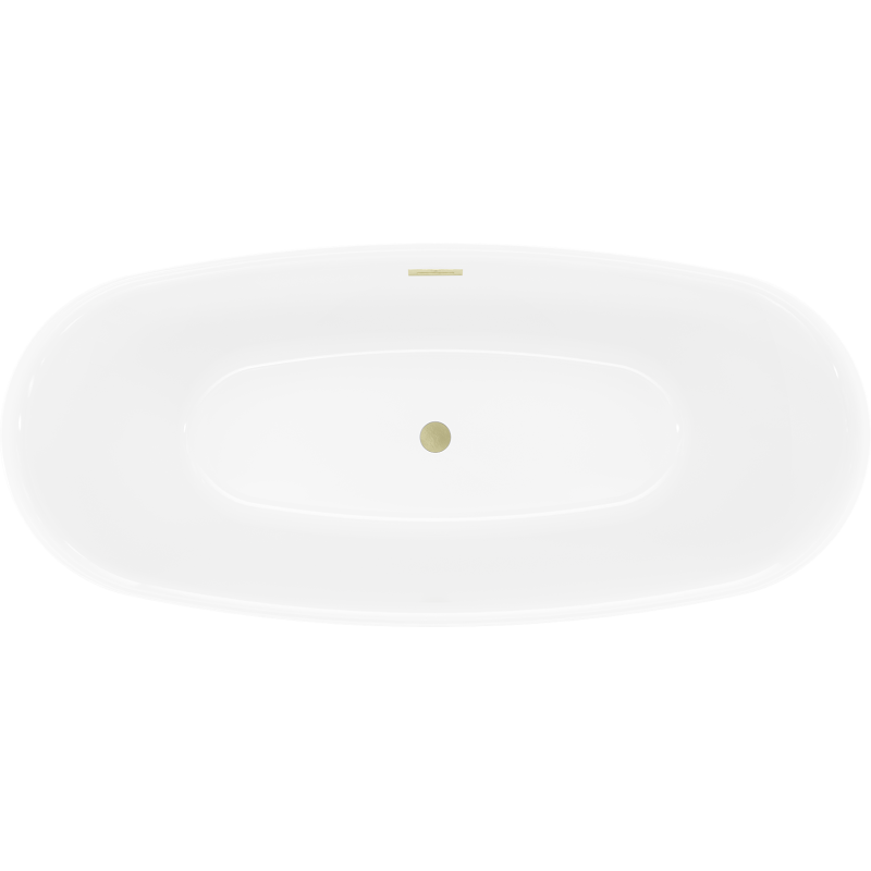Mexen Luvo Slim freistehende Wanne 170 x 75 cm, weiß, Überlauf gebürstetes Gold - 52801707500-55