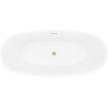Mexen Luvo Slim freistehende Wanne 170 x 75 cm, weiß, Überlauf gebürstetes Gold - 52801707500-55