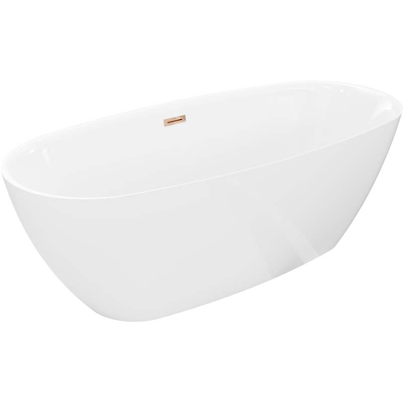 Mexen Luvo Slim freistehende Badewanne 170 x 75 cm, weiß, Überlauf Roségold - 52801707500-60