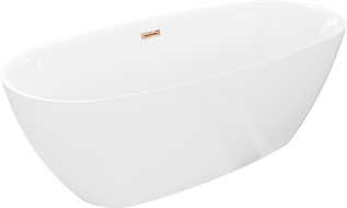 Mexen Luvo Slim freistehende Badewanne 170 x 75 cm, weiß, Überlauf Roségold - 52801707500-60