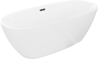 Mexen Luvo Slim freistehende Badewanne 170 x 75 cm, weiß, schwarzer Überlauf - 52801707500-70