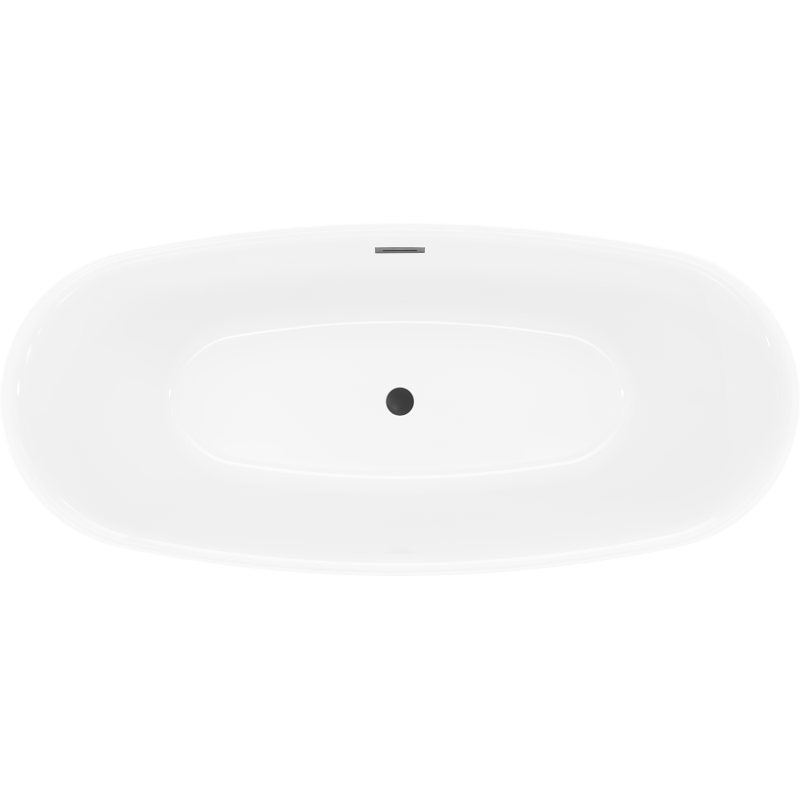 Mexen Luvo Slim freistehende Badewanne 170 x 75 cm, weiß, schwarzer Überlauf - 52801707500-70