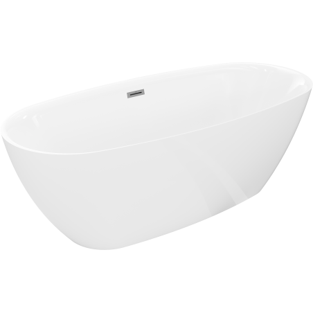 Mexen Luvo Slim freistehende Badewanne 170 x 75 cm, weiß, Überlauf Gun Metal - 52801707500-95