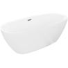 Mexen Luvo Slim freistehende Badewanne 170 x 75 cm, weiß, Überlauf Gun Metal - 52801707500-95