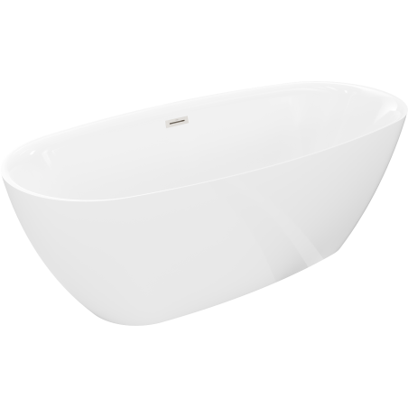 Mexen Luvo Slim freistehende Badewanne 170 x 75 cm, weiß, Überlauf gebürsteter Nickel - 52801707500-97