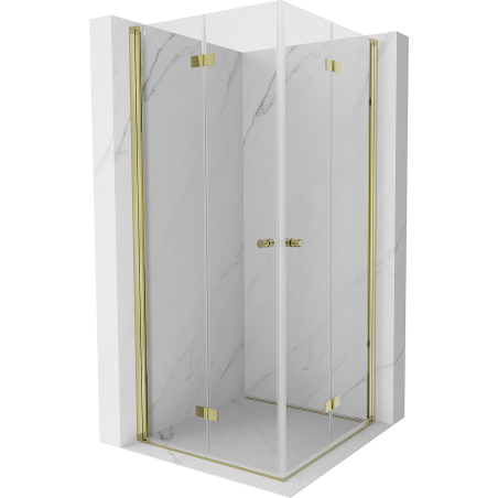 Mexen Mist-F Duo faltbare Duschkabine 100 x 100 cm, transparent, gold - 8A6-100L-100P-50-00