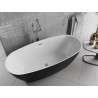 Mexen Luvo Slim freistehende Badewanne 170 x 75 cm, weiß/schwarz, Überlauf Chrom - 52801707575-01