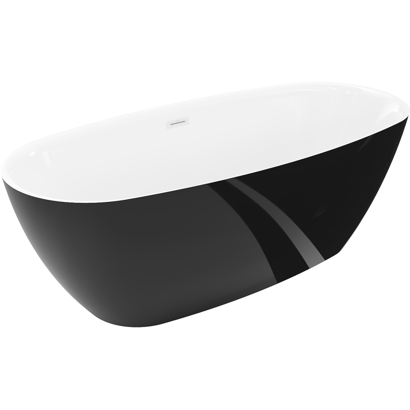 Mexen Luvo Slim freistehende Badewanne 170 x 75 cm, weiß/schwarz, weißer Überlauf - 52801707575-20