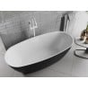 Mexen Luvo Slim freistehende Badewanne 170 x 75 cm, weiß/schwarz, weißer Überlauf - 52801707575-20