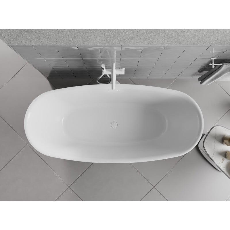 Mexen Luvo Slim freistehende Badewanne 170 x 75 cm, weiß/schwarz, weißer Überlauf - 52801707575-20