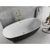 Mexen Luvo Slim freistehende Wanne 170 x 75 cm, weiß/schwarz, Überlauf gold - 52801707575-50