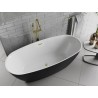 Mexen Luvo Slim freistehende Badewanne 170 x 75 cm, weiß/schwarz, Überlauf gold gebürstet - 52801707575-55
