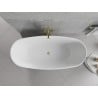 Mexen Luvo Slim freistehende Badewanne 170 x 75 cm, weiß/schwarz, Überlauf gold gebürstet - 52801707575-55