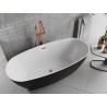 Mexen Luvo Slim freistehende Badewanne 170 x 75 cm, weiß/schwarz, Überlauf roségold - 52801707575-60