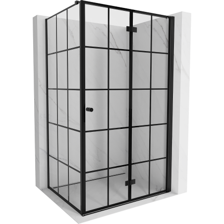 Mexen Mist-F Faltbare Duschkabine rechts 70 x 100 cm, schwarzes Gitter, schwarz - 8A6T-070-100-70-77-P
