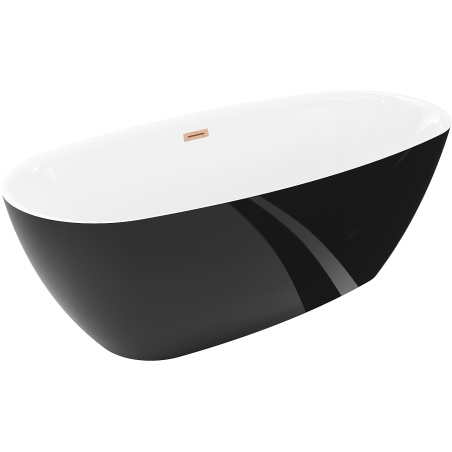 Mexen Luvo Slim freistehende Badewanne 170 x 75 cm, weiß/schwarz, Überlauf aus gebürstetem Kupfer - 52801707575-65