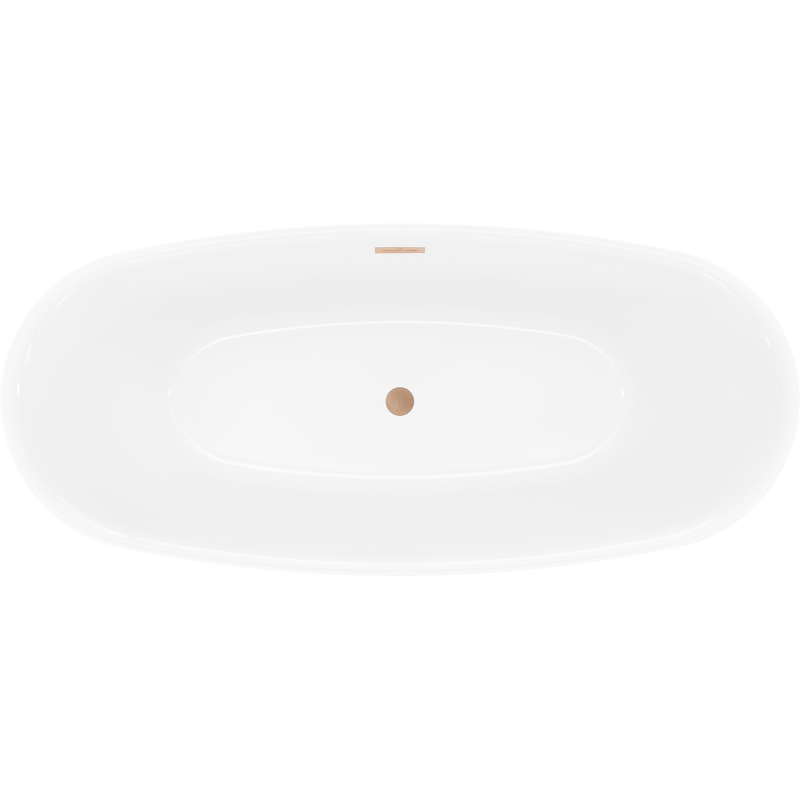 Mexen Luvo Slim freistehende Badewanne 170 x 75 cm, weiß/schwarz, Überlauf aus gebürstetem Kupfer - 52801707575-65