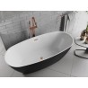 Mexen Luvo Slim freistehende Badewanne 170 x 75 cm, weiß/schwarz, Überlauf aus gebürstetem Kupfer - 52801707575-65