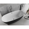 Mexen Luvo Slim freistehende Badewanne 170 x 75 cm, weiß/schwarz, Überlauf gun gray gebürstet - 52801707575-66