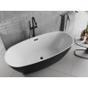 Mexen Luvo Slim freistehende Badewanne 170 x 75 cm, weiß/schwarz, Überlauf schwarz - 52801707575-70