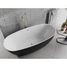 Mexen Luvo Slim freistehende Badewanne 170 x 75 cm, weiß/schwarz, Überlauf gebürstetes Nickel - 52801707575-97