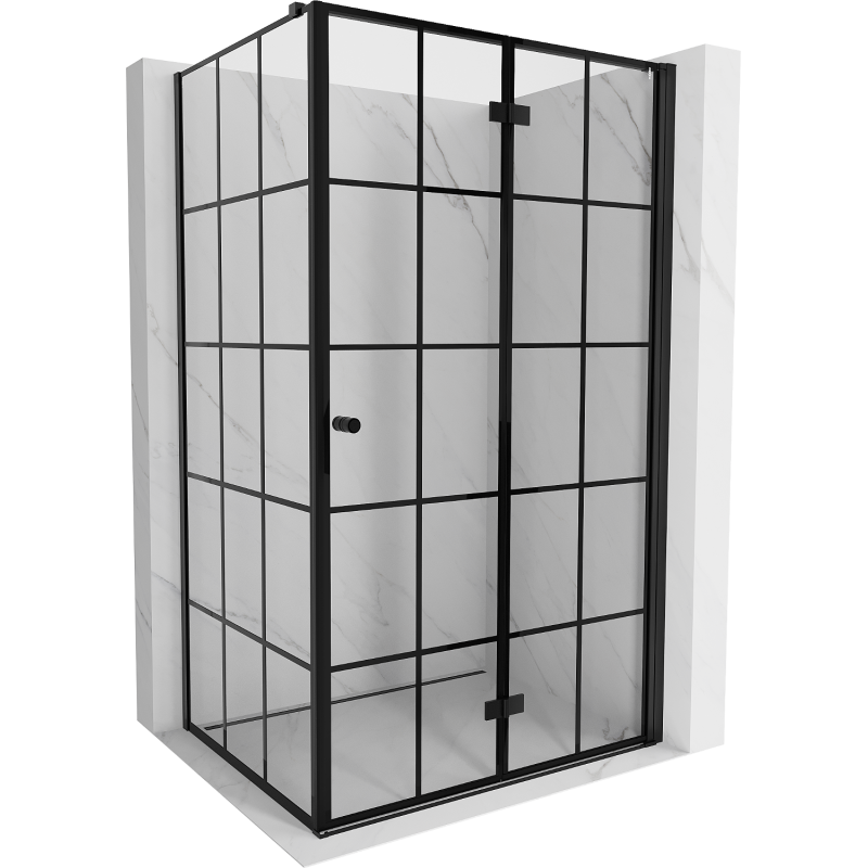Mexen Mist-F klappbare Duschkabine rechts 70 x 120 cm, schwarzes Gitter, schwarz - 8A6T-070-120-70-77-P