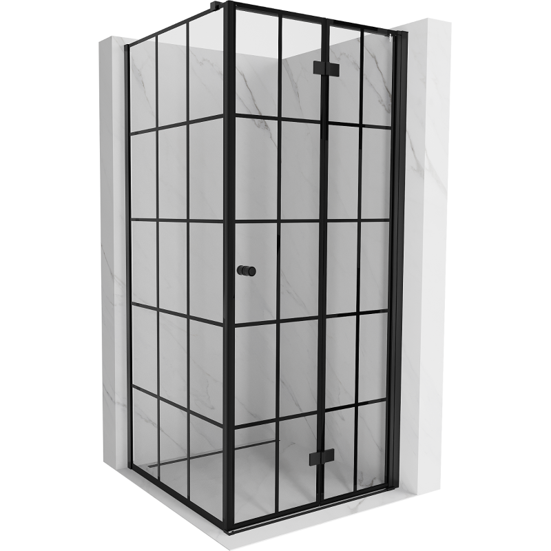 Mexen Mist-F faltbare Duschkabine rechts 120 x 120 cm, schwarzes Gitter, schwarz - 8A6T-120-120-70-77-P